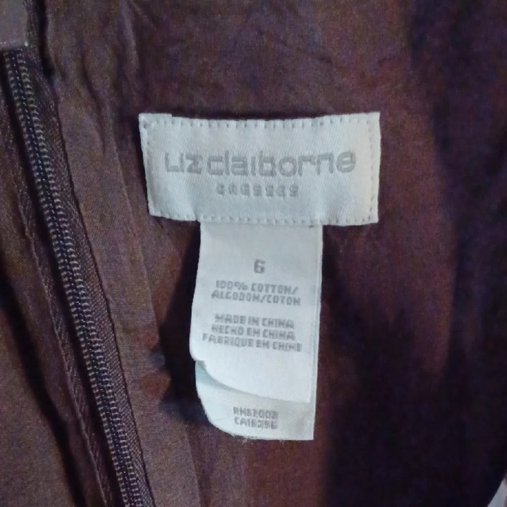 Liz Claiborne Brown And Cream, With White Sequin Wrap Mini Dress